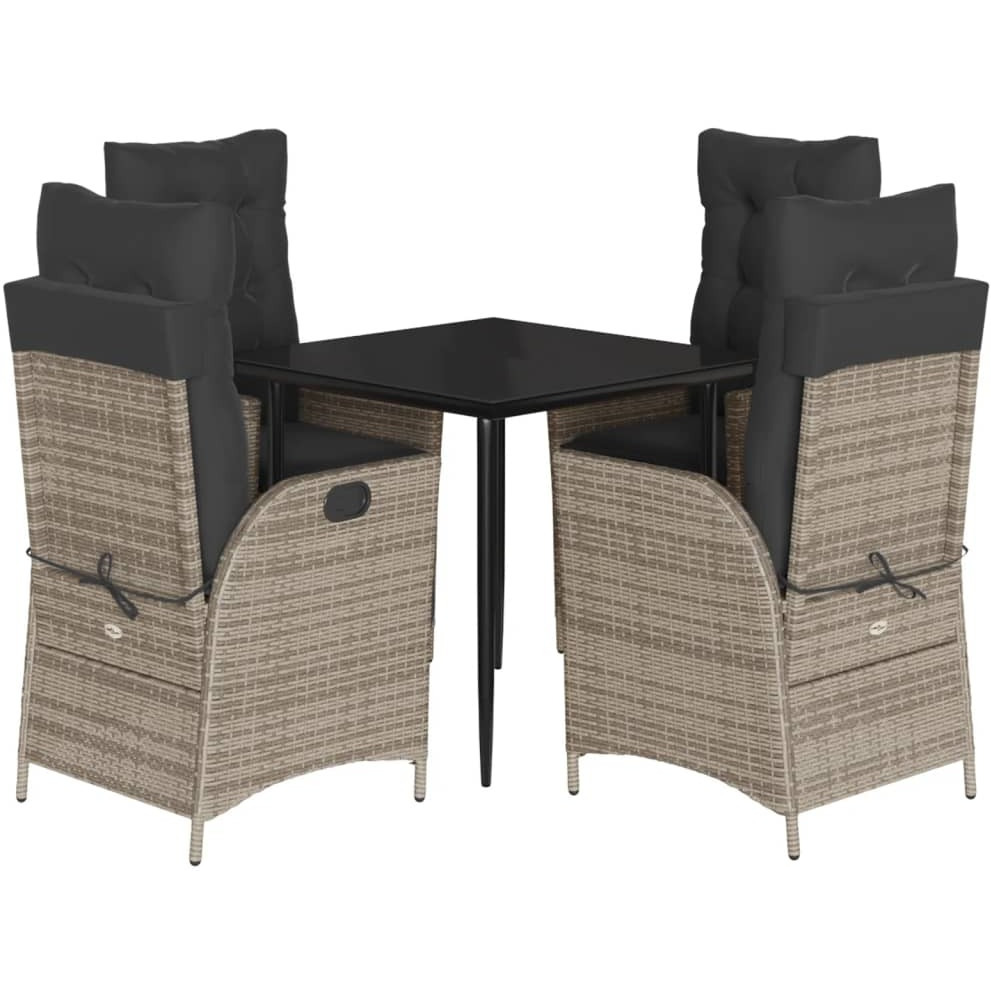 Vidaxl 5 Piece Patio Dining Set With Cushions Gray Poly Rattan