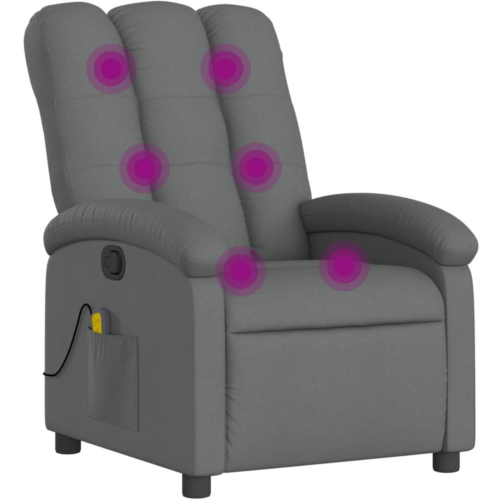 Vidaxl Massage Recliner Chair Dark Gray Fabric