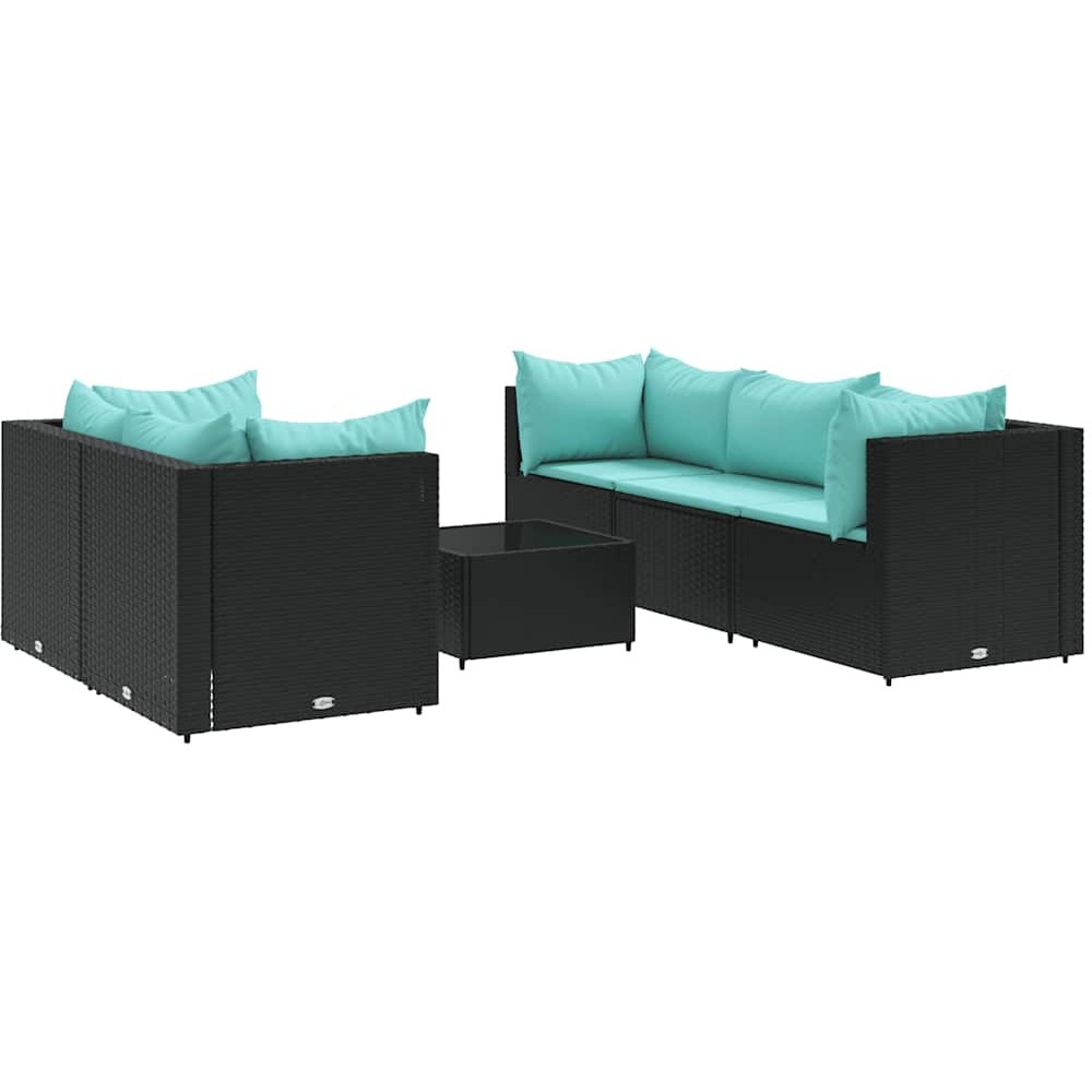 Vidaxl 6 Piece Patio Lounge Set With Cushions Black Poly Rattan