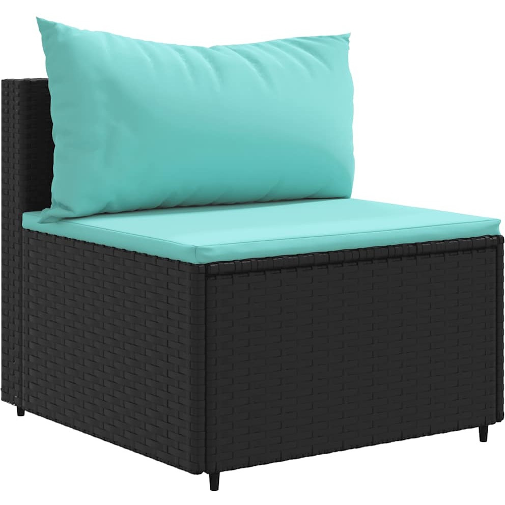Vidaxl 6 Piece Patio Lounge Set With Cushions Black Poly Rattan