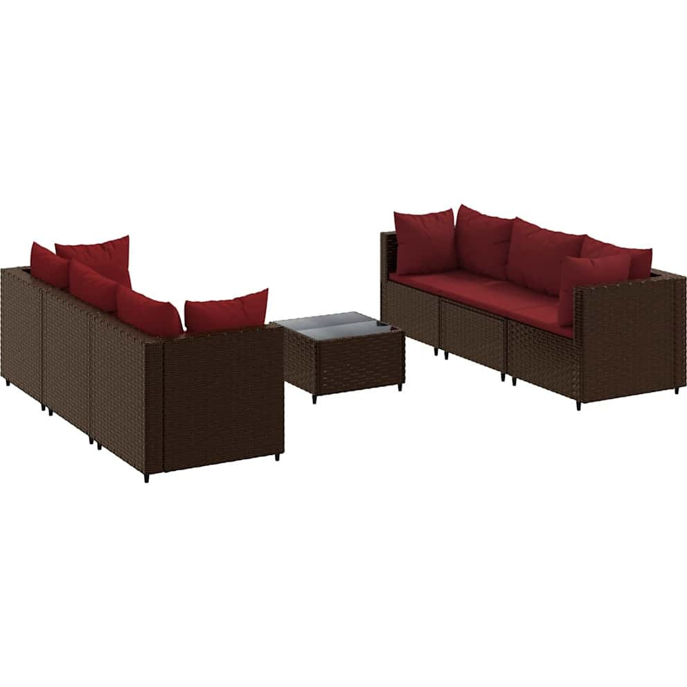 Vidaxl 7 Piece Patio Lounge Set With Cushions Brown Poly Rattan