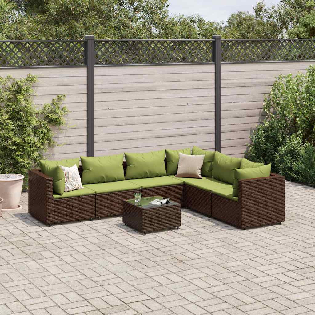 Vidaxl 7 Piece Patio Lounge Set With Cushions Brown Poly Rattan