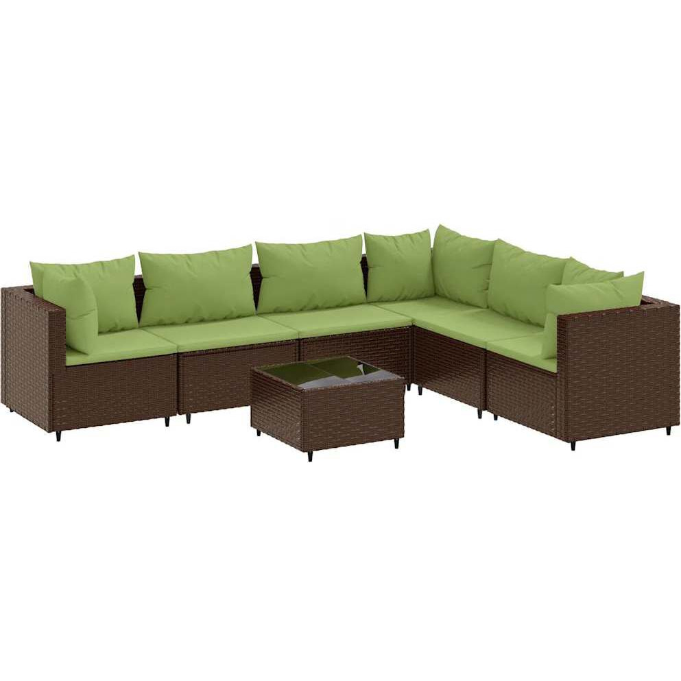 Vidaxl 7 Piece Patio Lounge Set With Cushions Brown Poly Rattan