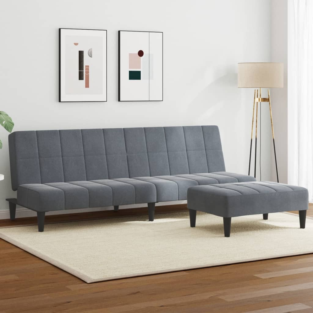 Vidaxl 2-Seater Sofa Bed With Footstool Dark Gray Velvet