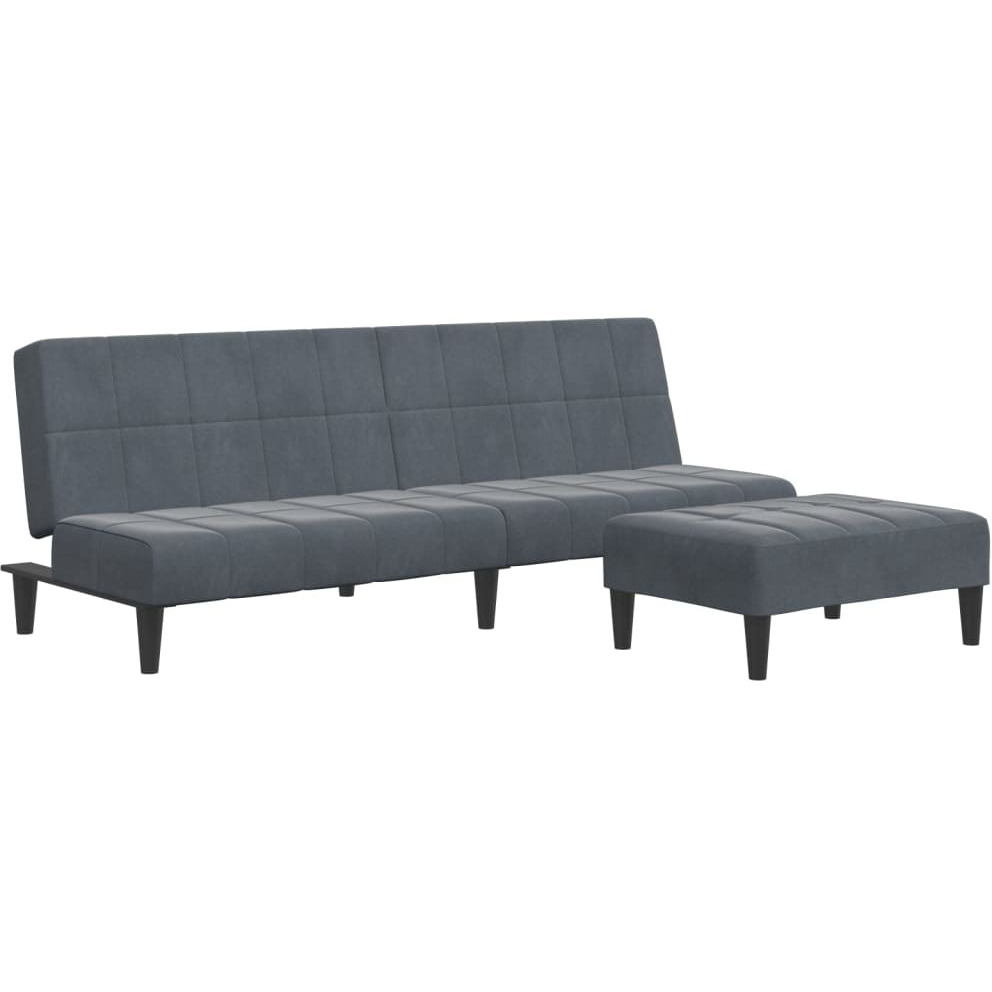 Vidaxl 2-Seater Sofa Bed With Footstool Dark Gray Velvet