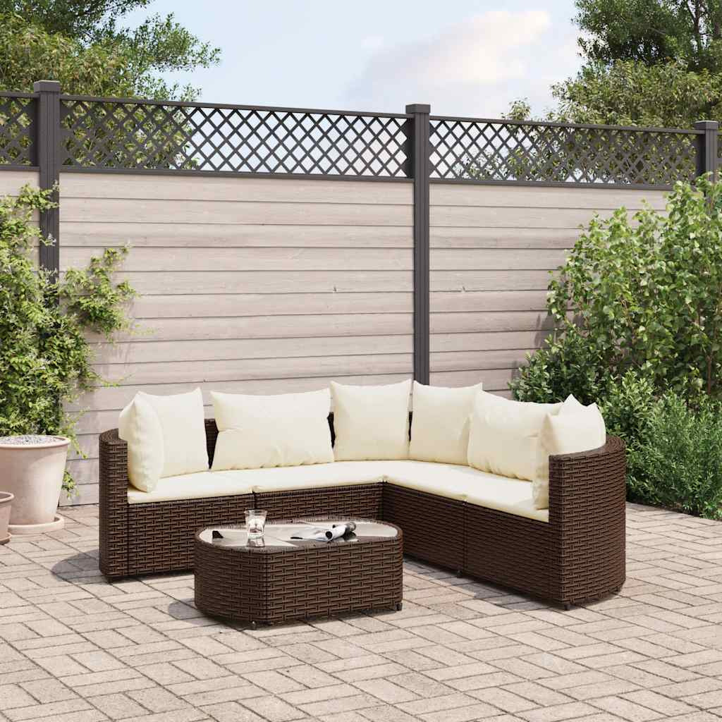 Vidaxl 6 Piece Patio Sofa Set With Cushions Brown Poly Rattan