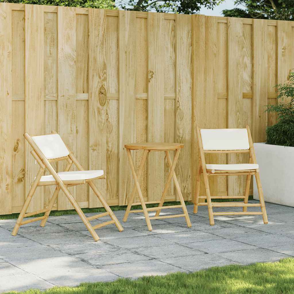 Vidaxl Folding Bistro Chairs 2 Pcs With Cushions Bamboo
