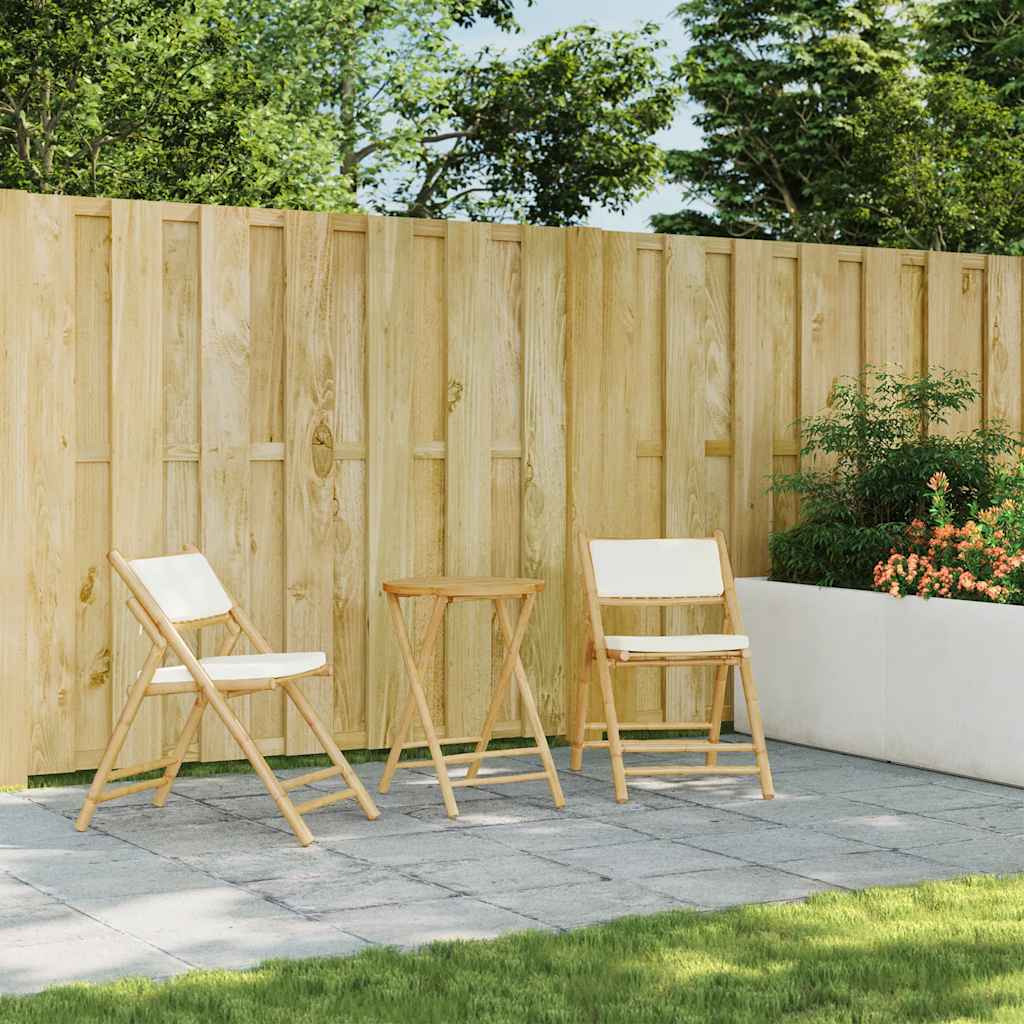 Vidaxl Folding Bistro Chairs 2 Pcs With Cushions Bamboo