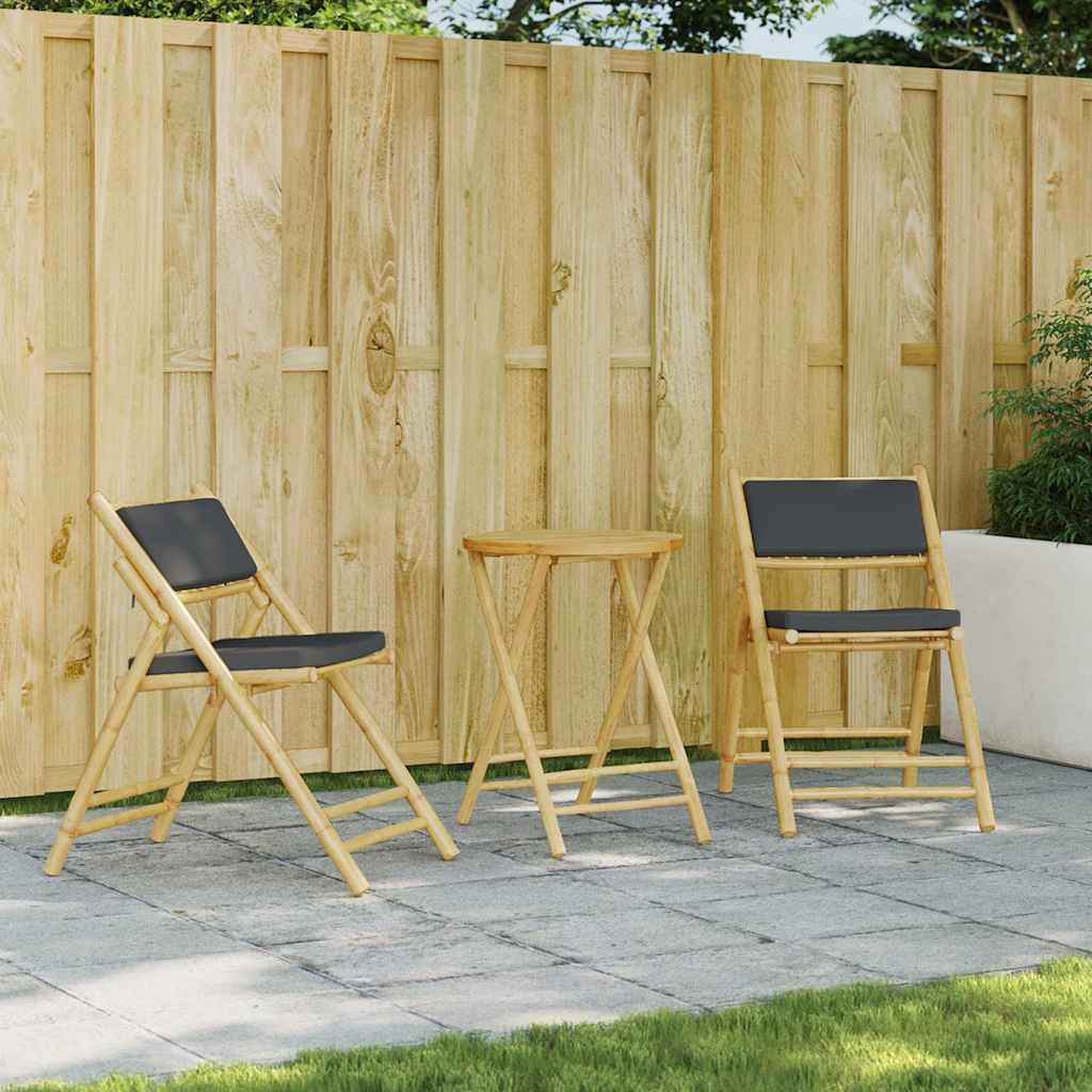 Vidaxl Folding Bistro Chairs 2 Pcs With Cushions Bamboo