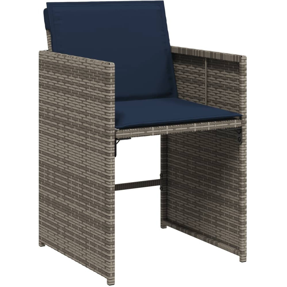 Vidaxl 5 Piece Patio Dining Set With Cushions Gray Poly Rattan