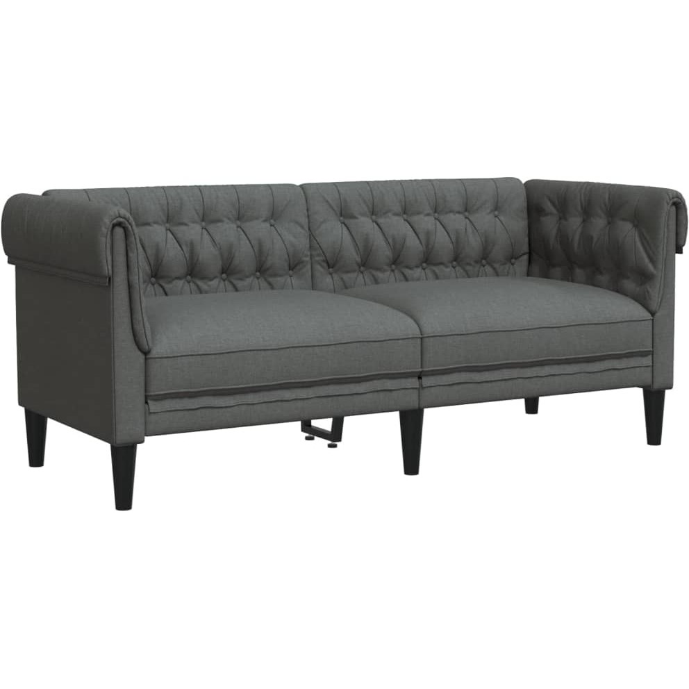 Vidaxl Chesterfield Sofa 2-Seater Dark Gray Fabric
