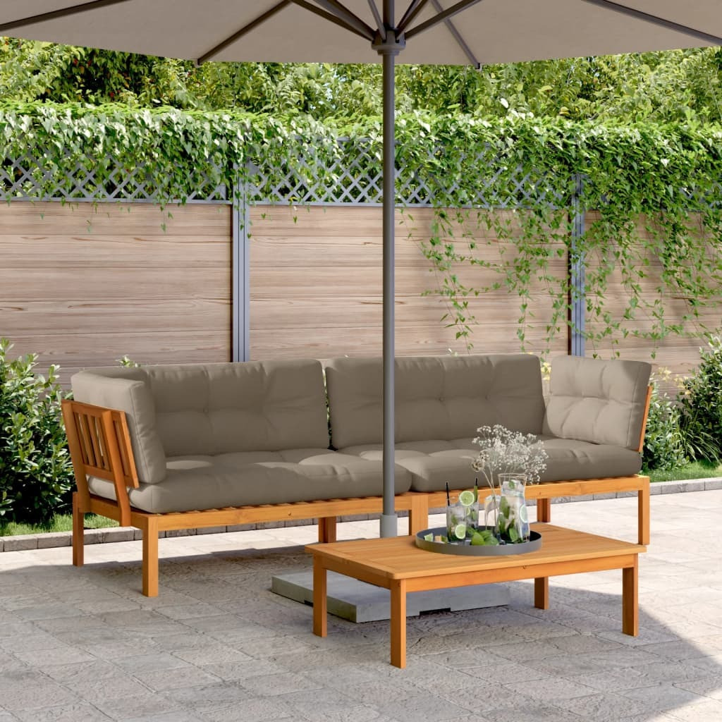 Vidaxl Patio Pallet Corner Sofas With Cushions 2 Pcs Solid Wood Acacia