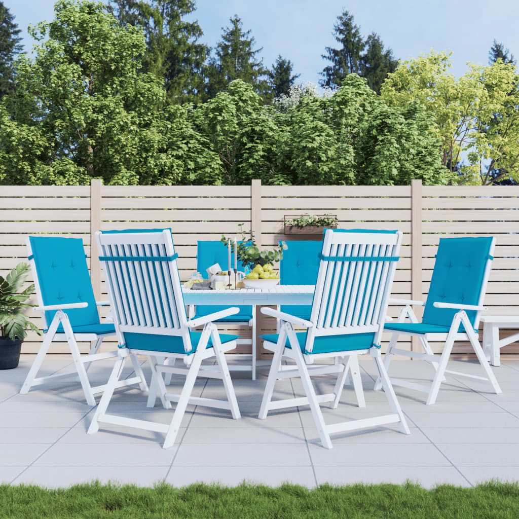 Vidaxl Garden Highback Chair Cushions 6 Pcs Blue 47.2X19.7X1.2 Fabric