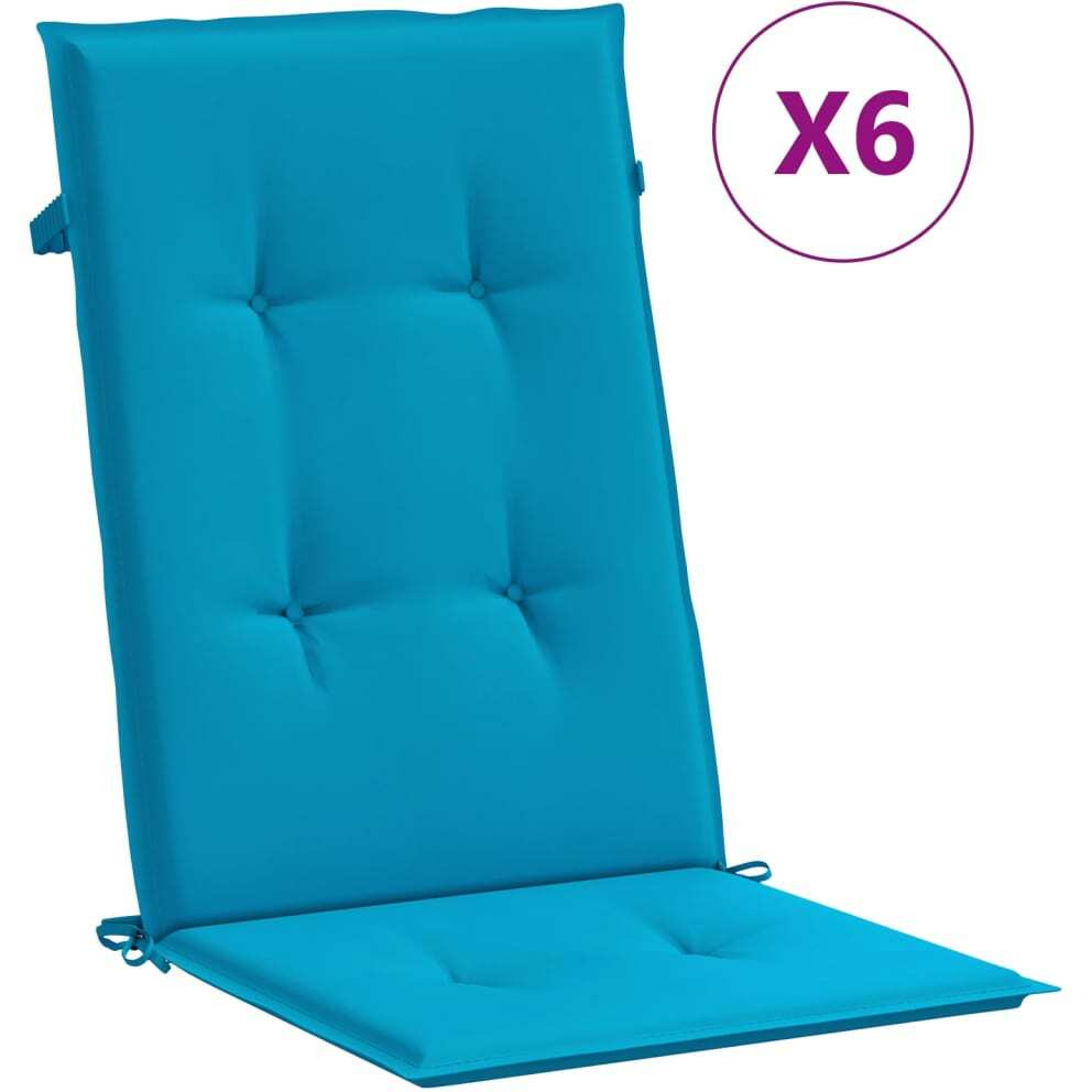 Vidaxl Garden Highback Chair Cushions 6 Pcs Blue 47.2X19.7X1.2 Fabric