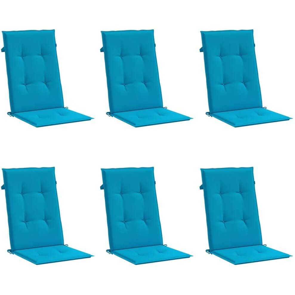 Vidaxl Garden Highback Chair Cushions 6 Pcs Blue 47.2X19.7X1.2 Fabric