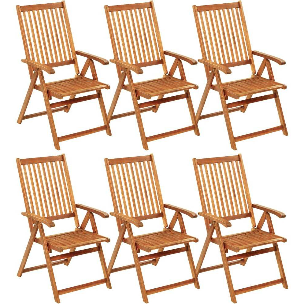 Vidaxl Folding Patio Chairs 6 Pcs With Cushions Solid Acacia Wood