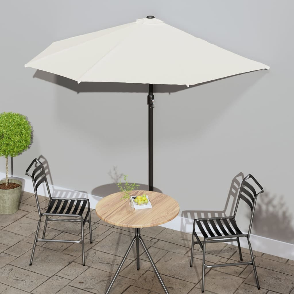 Vidaxl Balcony Parasol With Aluminum Pole Sand 106.3X56.7 Half