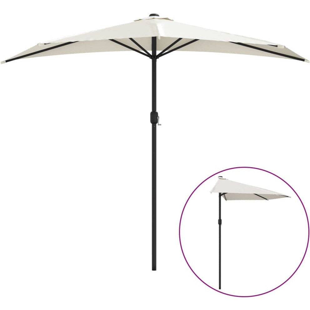Vidaxl Balcony Parasol With Aluminum Pole Sand 106.3X56.7 Half