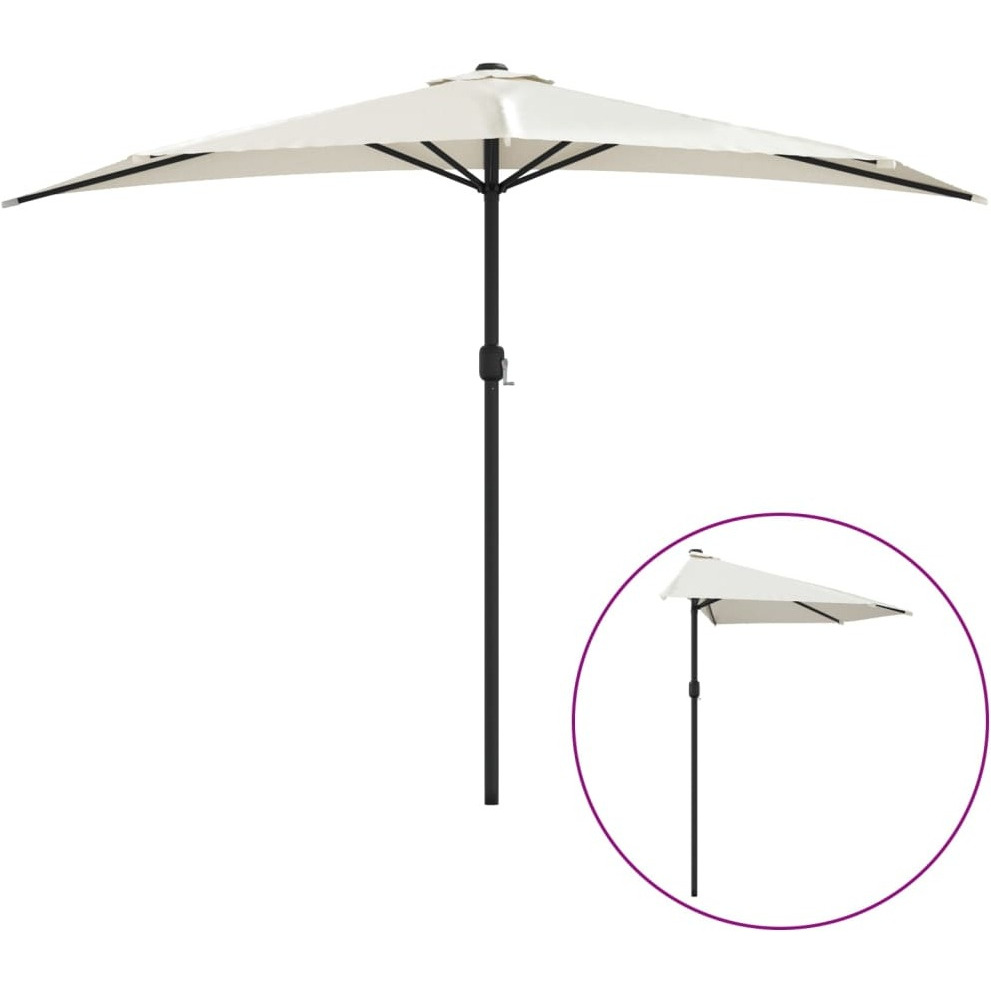 Vidaxl Balcony Parasol With Aluminum Pole Sand 118.1X61 Half