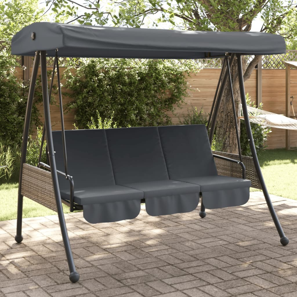 Vidaxl Patio Swing Bench With Adjustable Canopy Dark Graysteel