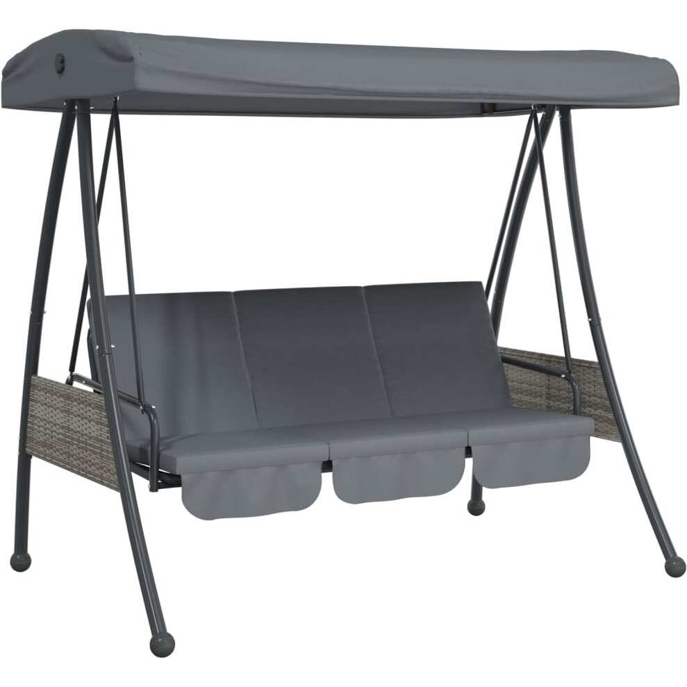 Vidaxl Patio Swing Bench With Adjustable Canopy Dark Graysteel