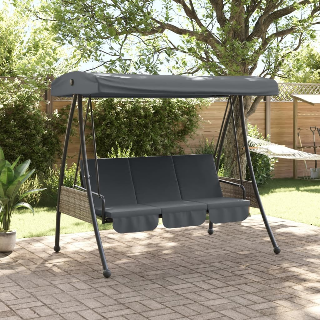 Vidaxl Patio Swing Bench With Adjustable Canopy Dark Graysteel