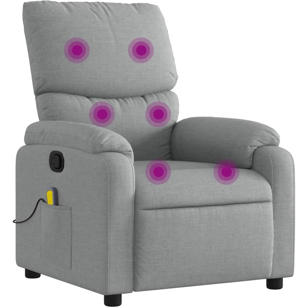 Vidaxl Massage Recliner Chair Light Gray Fabric