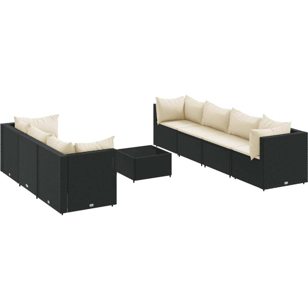 Vidaxl 8 Piece Patio Lounge Set With Cushions Black Poly Rattan