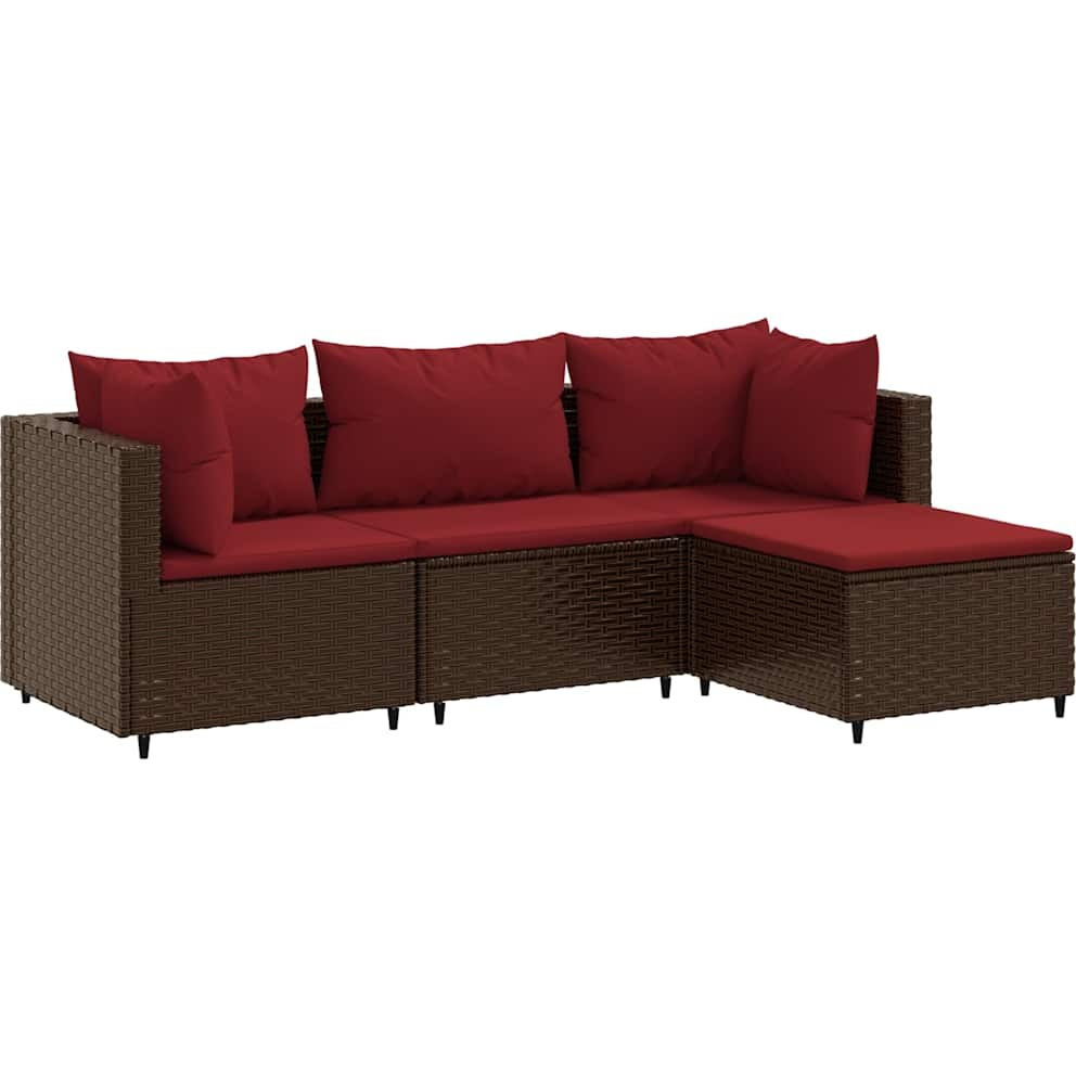 Vidaxl 4 Piece Patio Lounge Set With Cushions Brown Poly Rattan