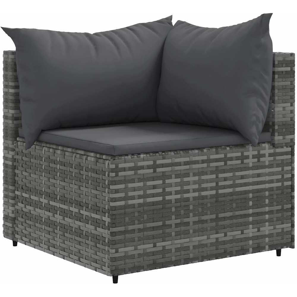 Vidaxl 6 Piece Patio Lounge Set With Cushions Gray Poly Rattan