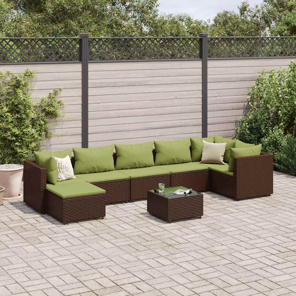 Vidaxl 8 Piece Patio Lounge Set With Cushions Brown Poly Rattan