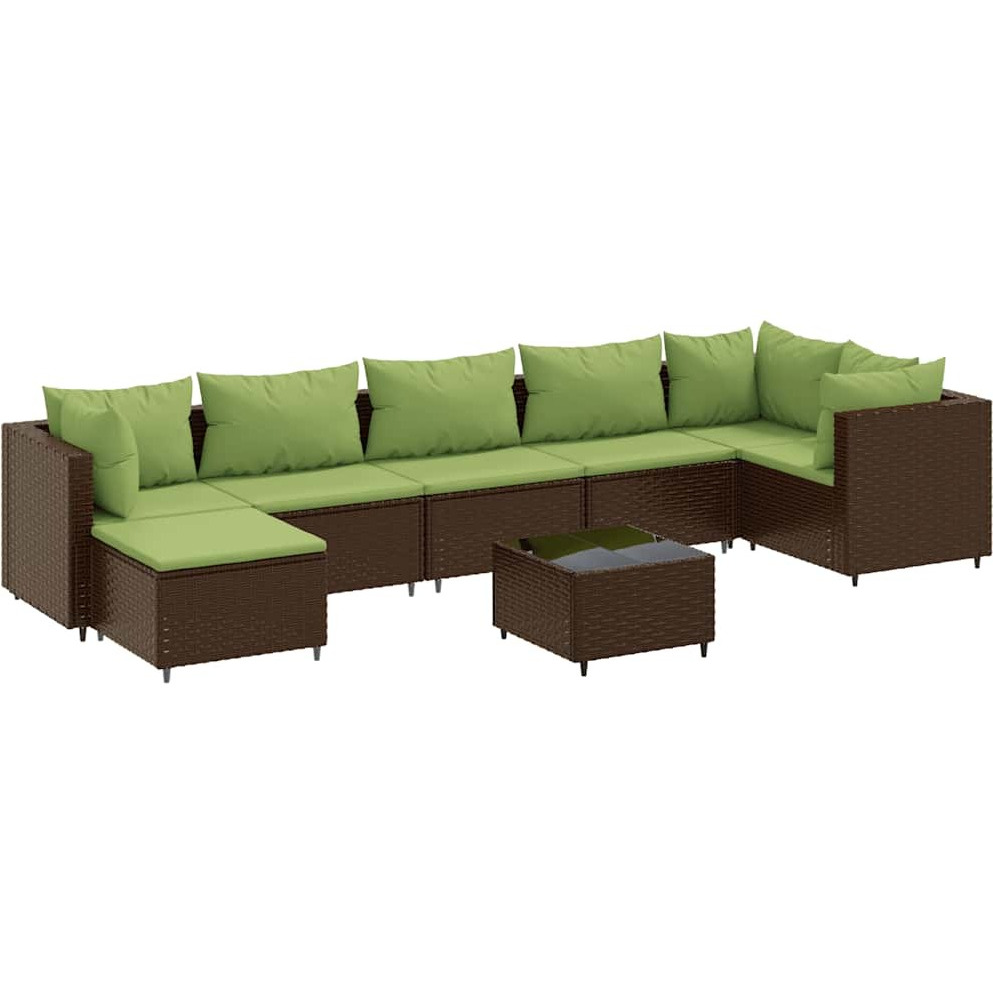 Vidaxl 8 Piece Patio Lounge Set With Cushions Brown Poly Rattan
