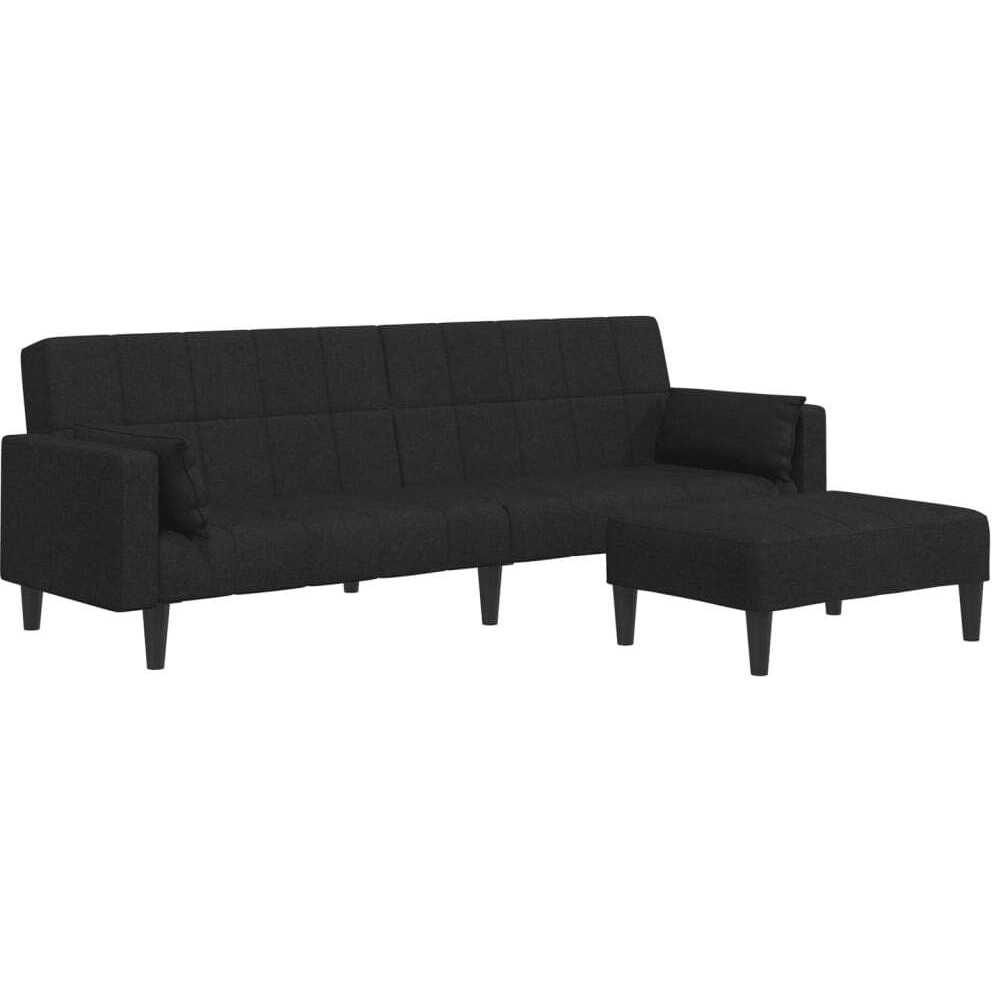 Vidaxl 2-Seater Sofa Bed With Footstool Black Fabric