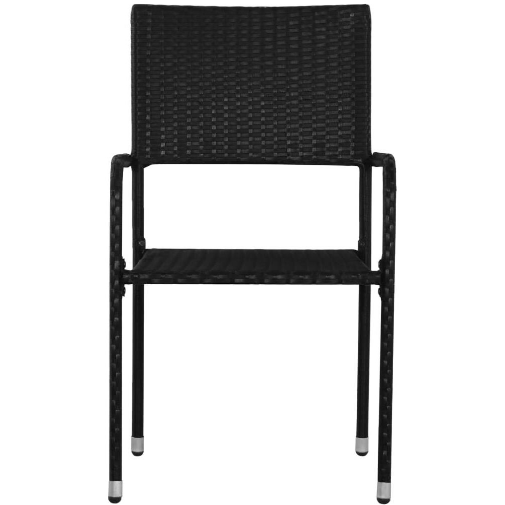 Vidaxl Patio Dining Chairs 4 Pcs Stackable Black Poly Rattan