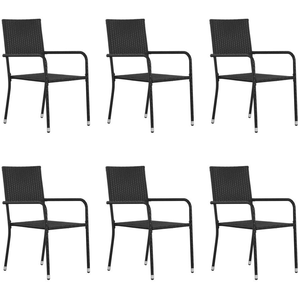 Vidaxl Patio Dining Chairs 6 Pcs Stackable Black Poly Rattan