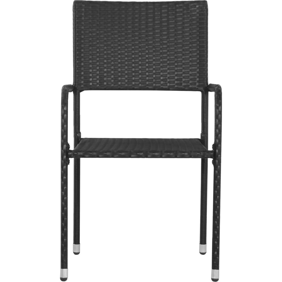 Vidaxl Patio Dining Chairs 6 Pcs Stackable Black Poly Rattan