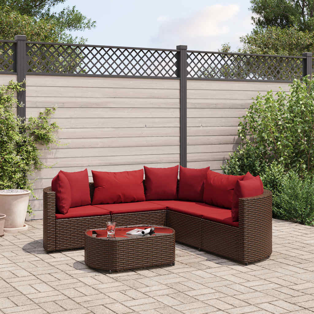 Vidaxl 6 Piece Patio Sofa Set With Cushions Brown Poly Rattan