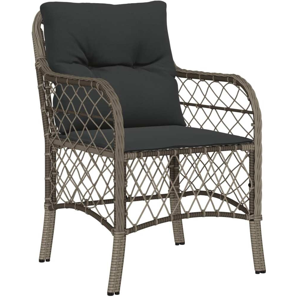 Vidaxl 5 Piece Patio Dining Set With Cushions Gray Poly Rattan