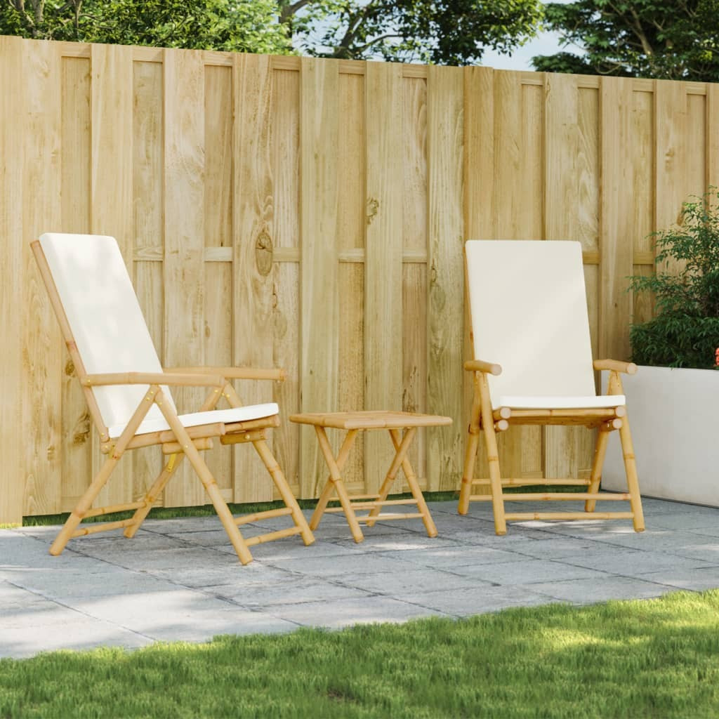 Vidaxl Folding Bistro Chairs 2 Pcs With Cushions Bamboo