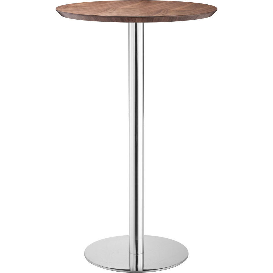 26"" Brown And Silver Round Stainless Steel Pedestal Bar Table