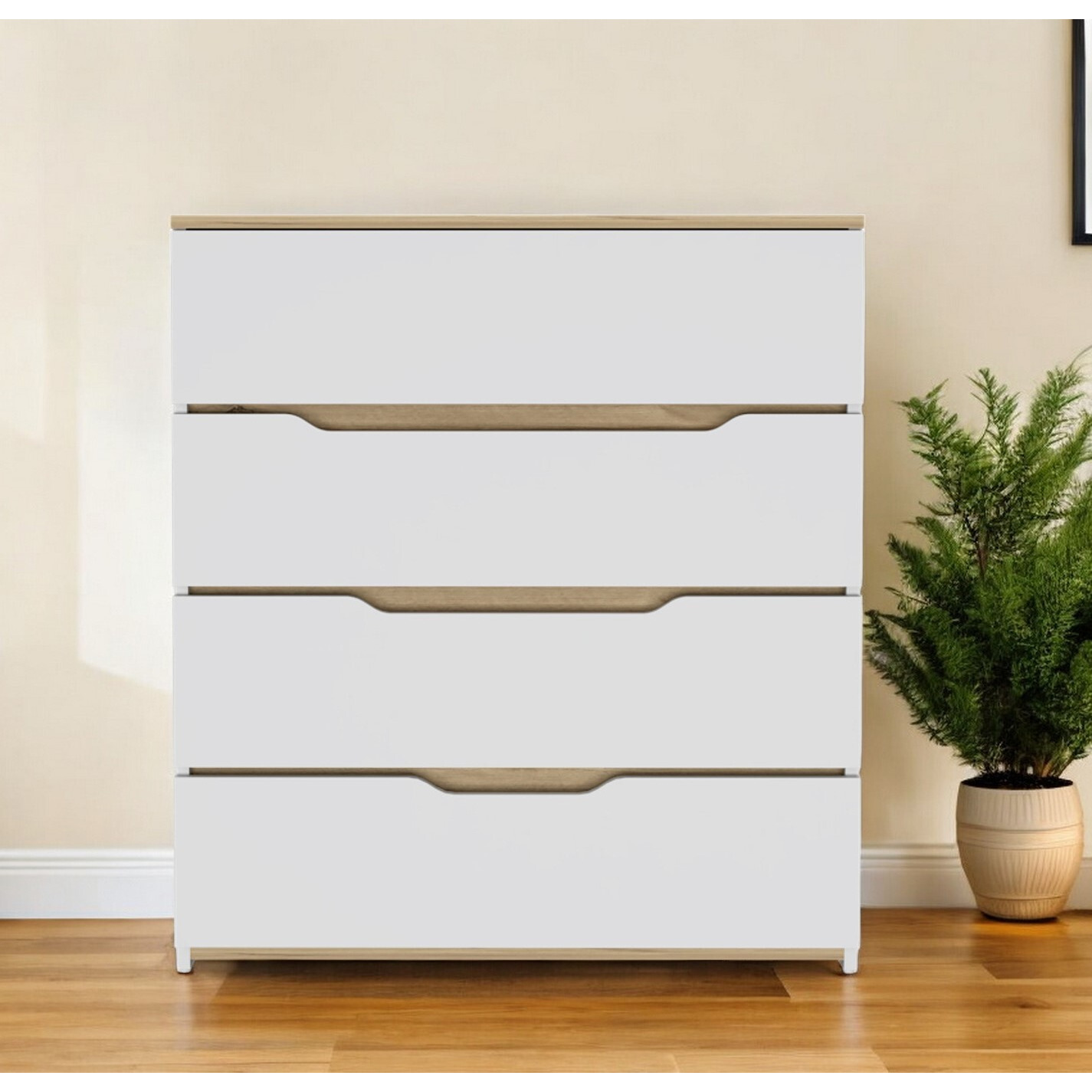 31"" Brown And White Four Drawer Standard Chest