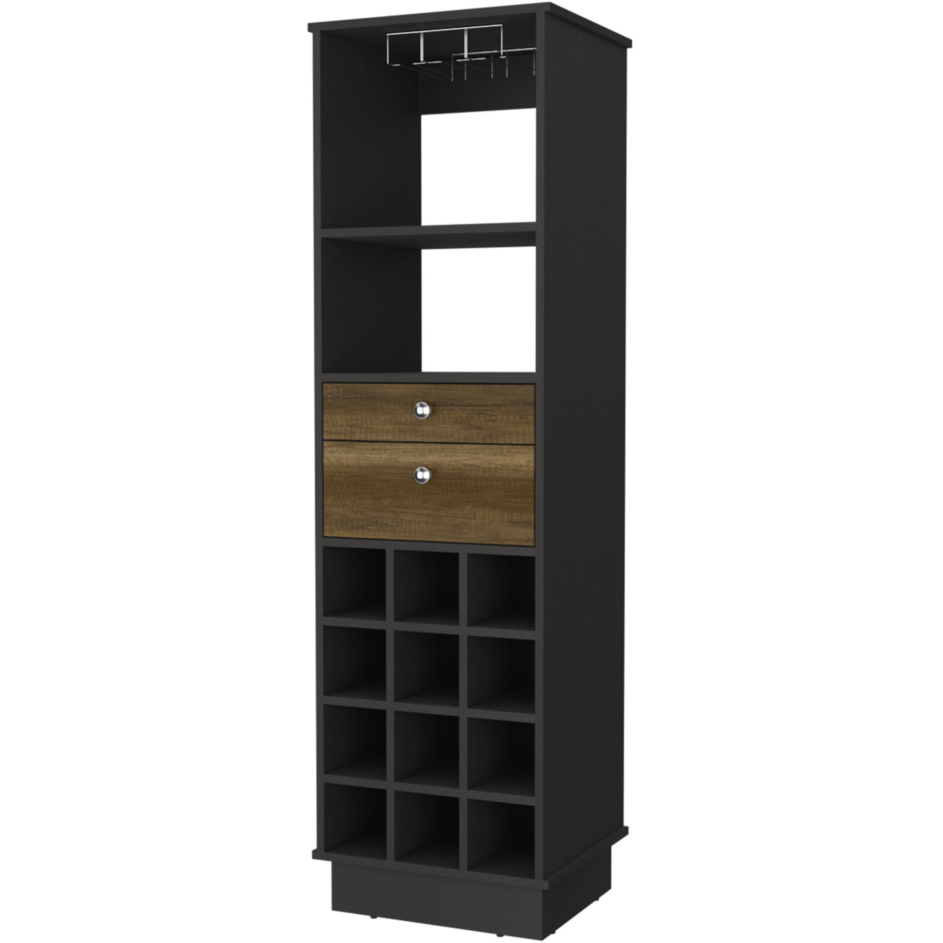 18"" Black Bar Cabinet With Two Drawers