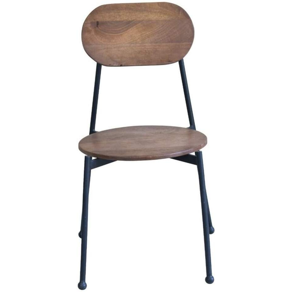 Set Of Two Brown And Black Metal And Wood King Louis Back Dining Side Chairs