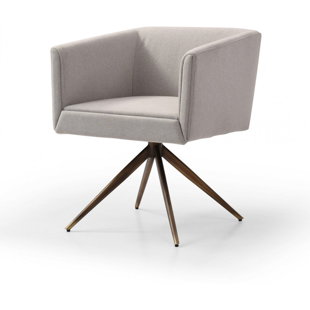 Light Gray And Brass Upholstered Fabric Dining Arm Chair