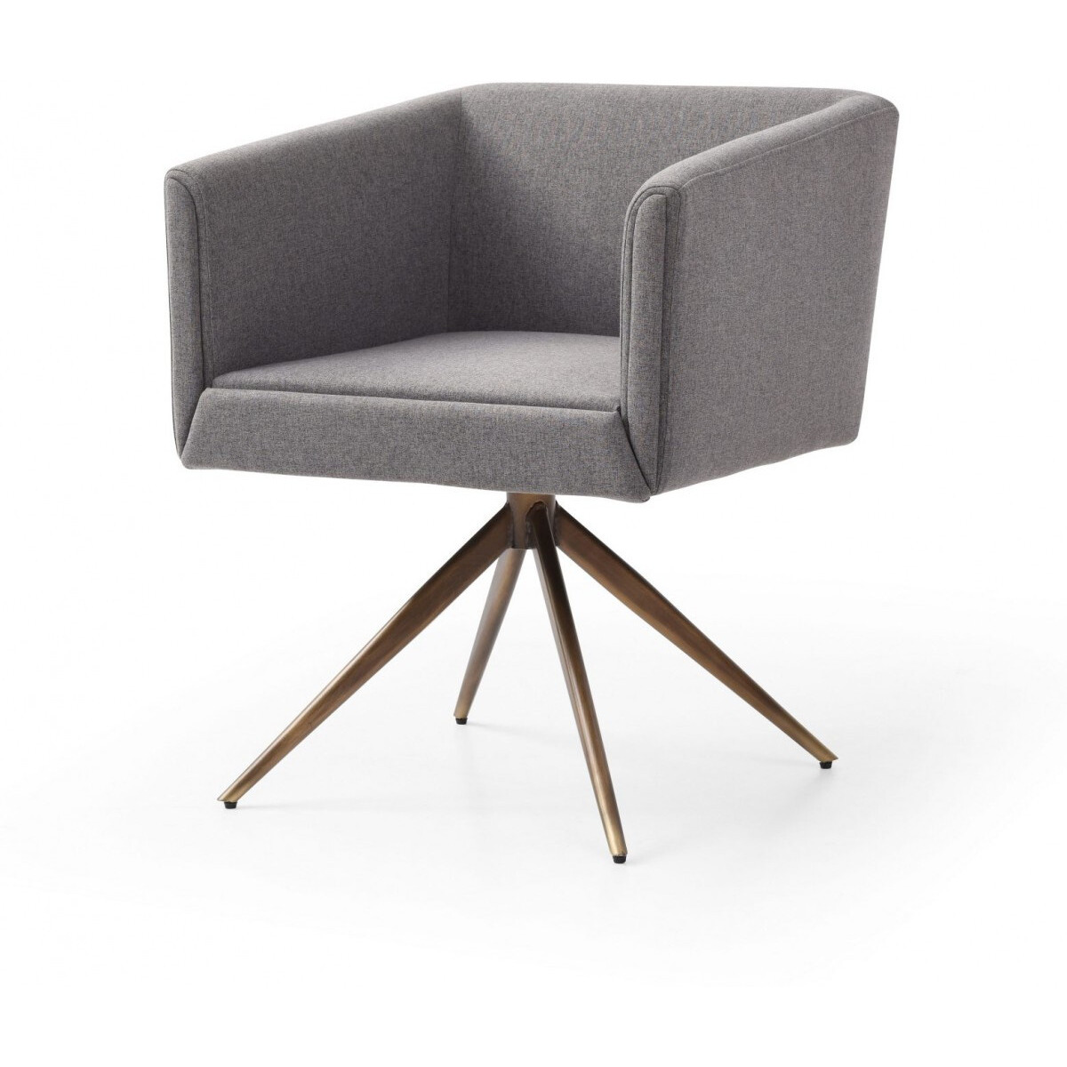 Dark Gray And Brass Upholstered Fabric Dining Arm Chair
