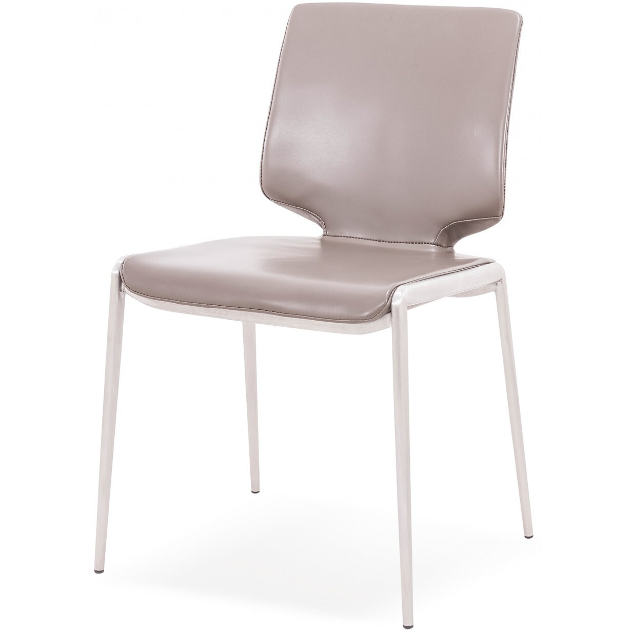 Set Of Two Dark Gray And Silver Upholstered Faux Leather Dining Side Chairs