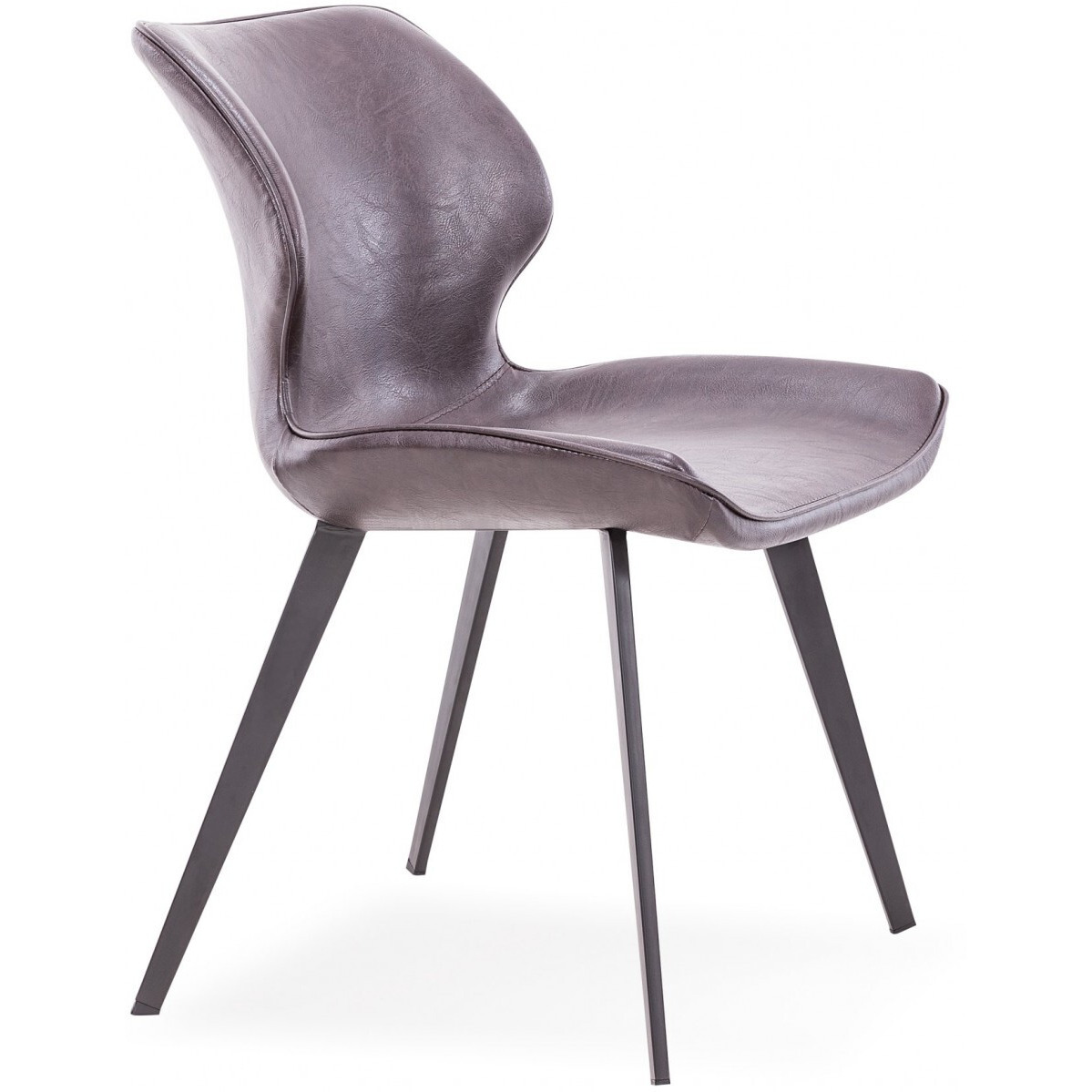 Set Of Two Dark Brown And Black Upholstered Faux Leather Dining Side Chairs
