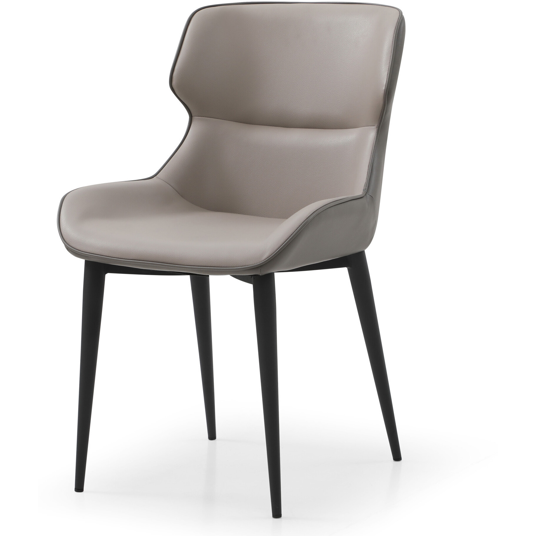 Gray And Black Upholstered Faux Leather Dining Side Chair