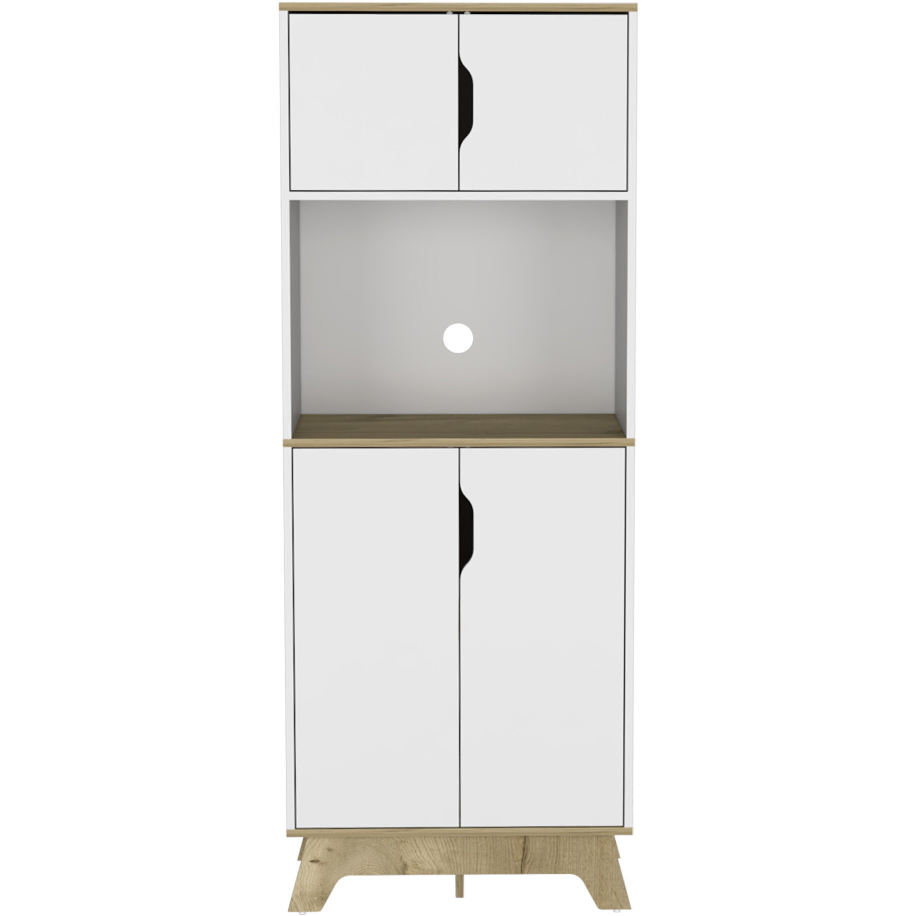 25.59"" X 15.75"" X 67.17"" Light Oak / White Particle Board Brussel Microwave Pantry Cabinet