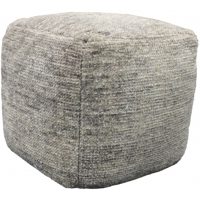 18"" Gray Wool Cube Pouf Ottoman